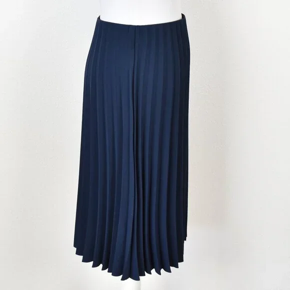 Everlane Pleated Navy Blue Midi Skirt - 2 - Picture 6 of 8